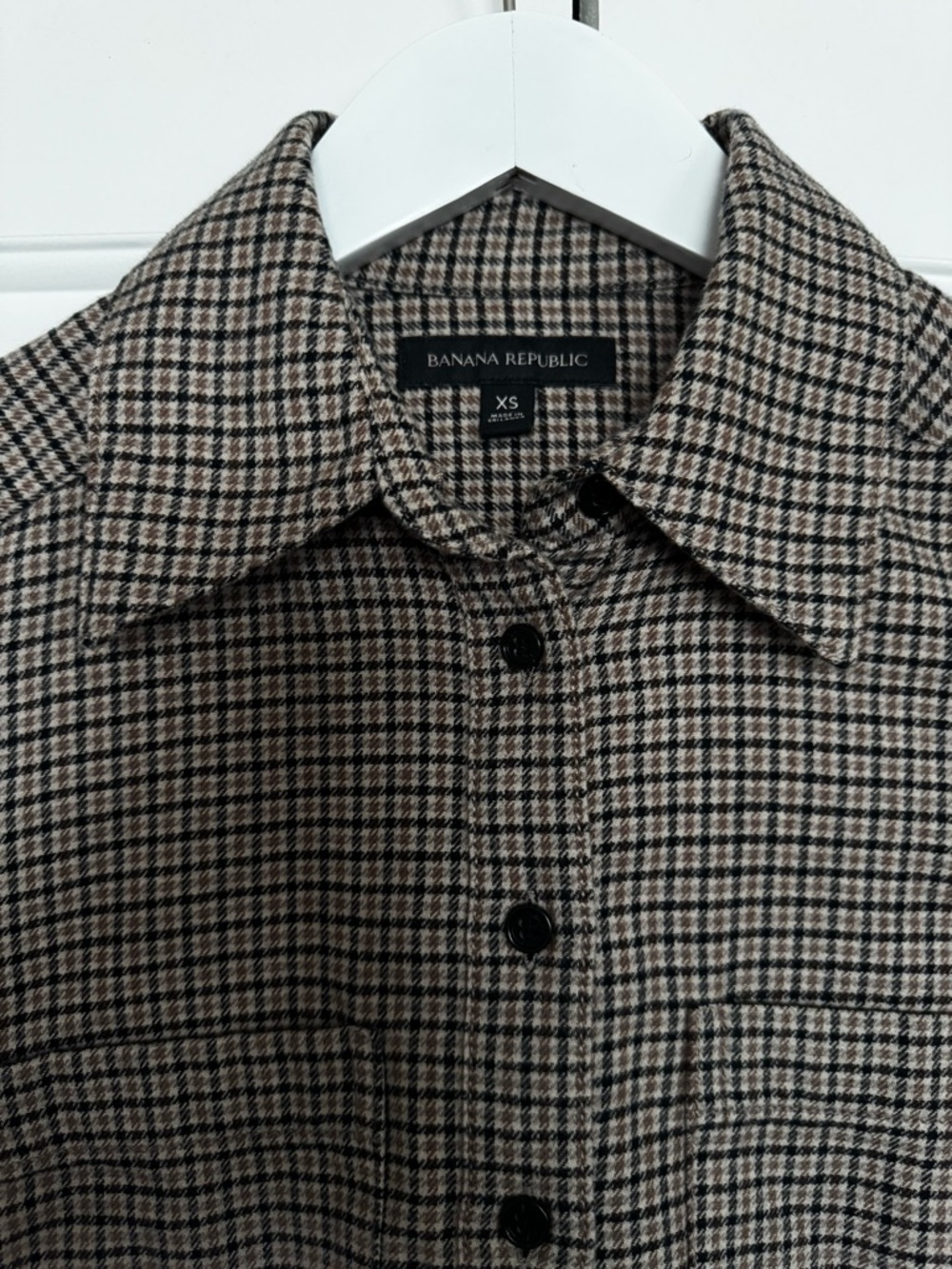 Banana Republic Plaid Shacket in Brown and Black
